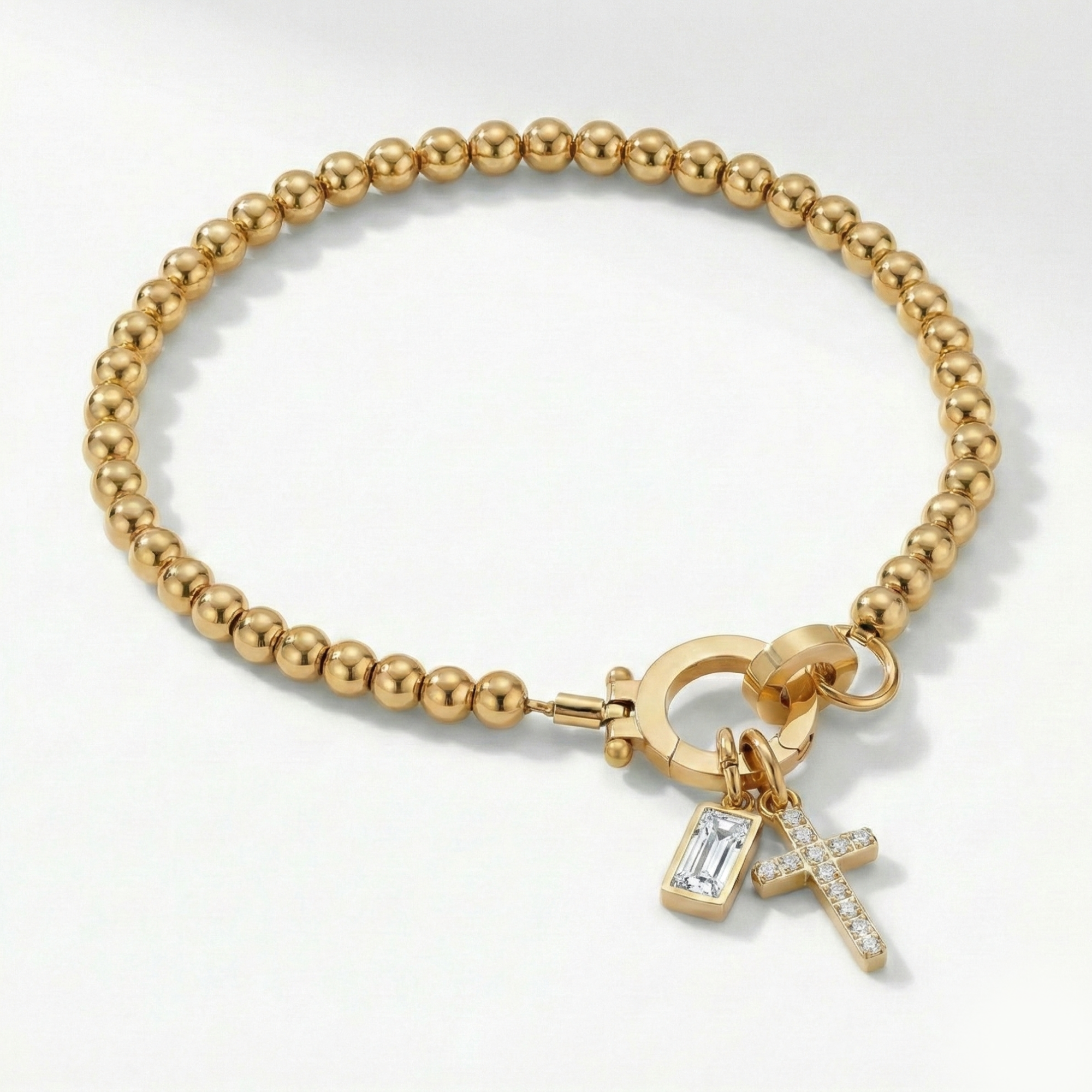 AX Βραχιόλι χάντρες με σταυρό και γενέθλιο λίθο