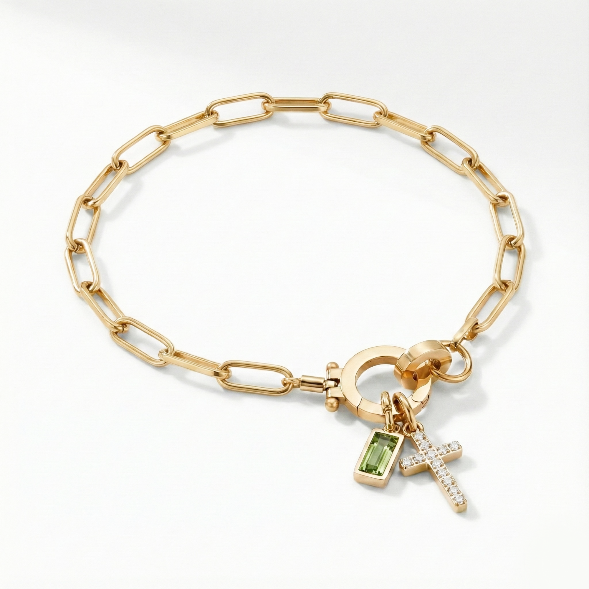 AX Βραχιόλι συνδετήρα με σταυρό και γενέθλιο λίθο