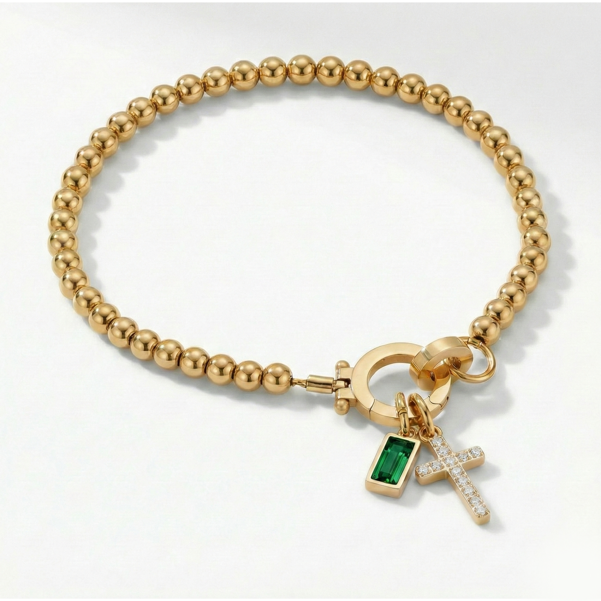 AX Βραχιόλι χάντρες με σταυρό και γενέθλιο λίθο