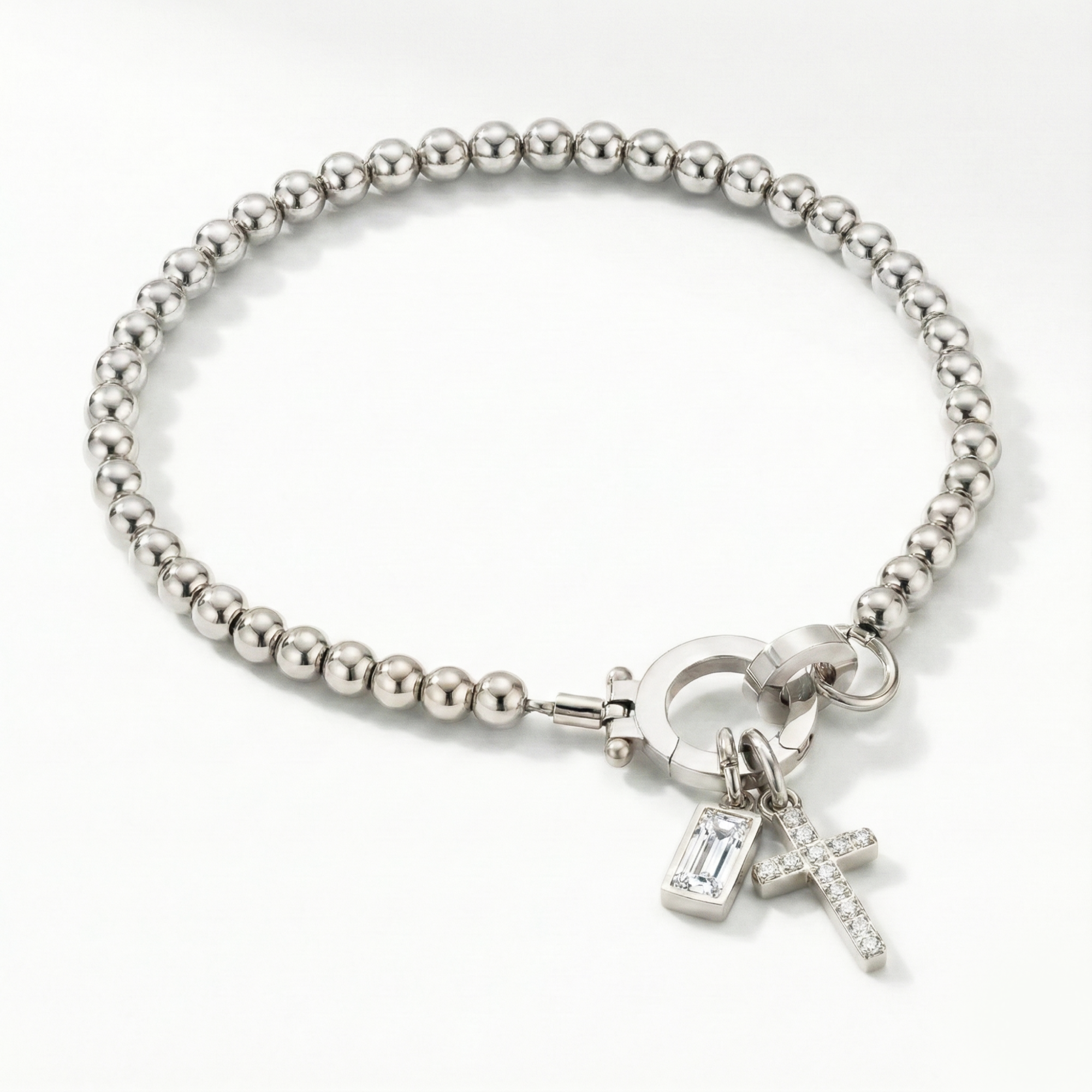 AX Βραχιόλι χάντρες με σταυρό και γενέθλιο λίθο